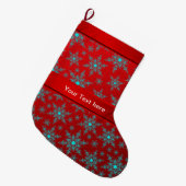 blau, silberfarbene Sterne in Rot und Vorlagentext Großer Weihnachtsstrumpf (Vorderansicht (hängend))