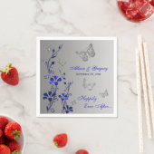 Blau, Silbergrau Schmetterling Blumenpapier Napkin Serviette (Beispiel)