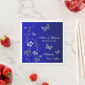 Blau, Silbergrau Schmetterling Blumenpapier Napkin Serviette (Beispiel)