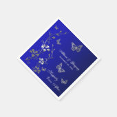 Blau, Silbergrau Schmetterling Blumenpapier Napkin Serviette (Ecke)