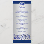 Blau, Silbergraue Blüte, Herzkarte Menükarte (Rückseite)