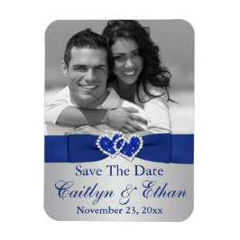 Blau, Silberherz Save the Date Foto Magnet