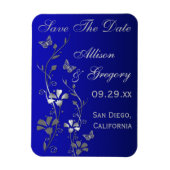 Blau, Silberschmetterlingsflora Rett Date Magnet (Vertikal)