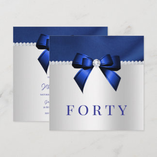 Blau, Silver & Diamonds 40. Geburtstag Einladung