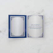 Blau, Silver Floral Wedding Foto Danke Karte (Innenseite)