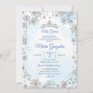 Blau & Silver Geometric Mis Quince Einladung