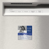 Blau, Silver Joined Hearts Speichern Sie das Date Magnet (In Situ (Geschirrspüler))