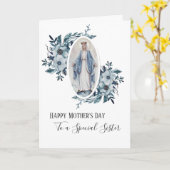 Blau | Sister | Religiöse Mutter Mary Karte (Gelbe Blume)