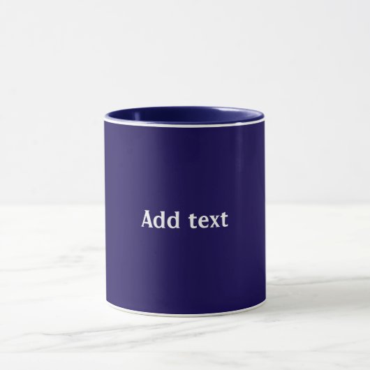 Blau, solide Farbe, weißer Text, Tasse (Zentrum)
