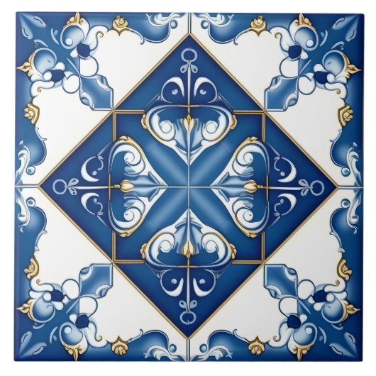 Blau-Spanisch-Mittelmeer dekorative Keramik Tile Fliese (Vorderseite)