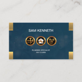 Blau sprudelt Grunge-Imitat-Goldklempner-Ikonen Visitenkarte