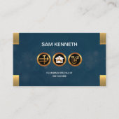 Blau sprudelt Grunge-Imitat-Goldklempner-Ikonen Visitenkarte (Vorderseite)