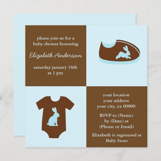 Blau stattet Jungen-Babyparty aus Einladung (Vorne/Hinten)