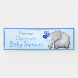 Blau steigt Elefant-Jungen-Babyparty im Ballon auf Banner