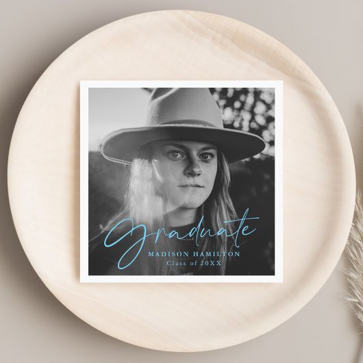 Blau | Stilvoller Abschluss für Skript-Foto Serviette