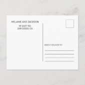 Blau Stilvolles handgeschriebenes Foto Save the Da Ankündigungspostkarte (Rückseite)