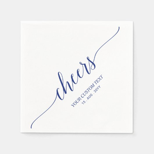 Blau | Stilvolles Party "Lettering Cheers" Serviette (Vorderseite)