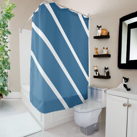 Blau: Streifen Duschvorhang
