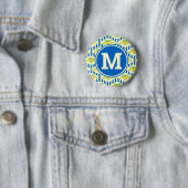 Blau Streifen und Blätter Muster Button (Beispiel)