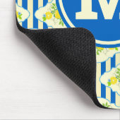 Blau Streifen und Blätter Muster Mousepad (Ecke)