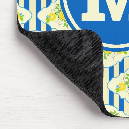 Blau Streifen und Blätter Muster Mousepad (Ecke)