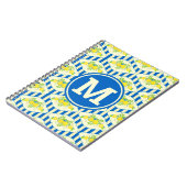 Blau Streifen und Blätter Muster Notizblock (Linke Seite)