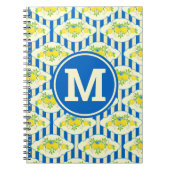 Blau Streifen und Blätter Muster Notizblock (Vorderseite)