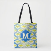 Blau Streifen und Blätter Muster Tasche (Vorderseite)