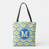 Blau Streifen und Blätter Muster Tasche (Rückseite)