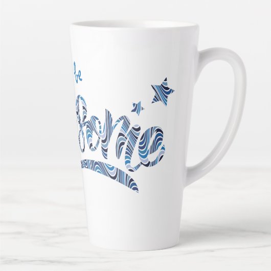 Blau Streifen "Weck up & be Phantastisch" Motivier Milchtasse (Rechts)