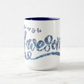 Blau Streifen "Weck up & be Phantastisch" Motivier Tasse (Zentrum)