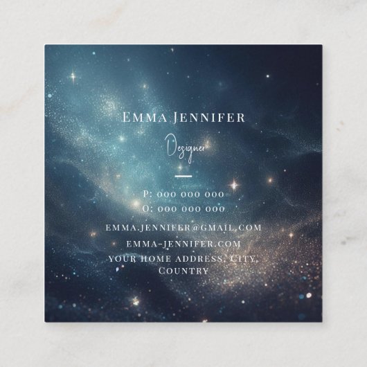 Blau Subtile sanfter Glitzer Hintergrund Quadratische Visitenkarte (Rückseite)