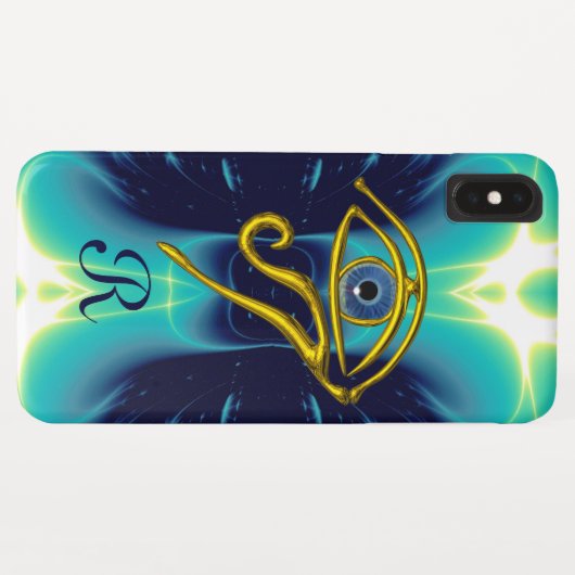 BLAU TALISMAN MONOGRAMM Aquamarin, türkisblau Case-Mate iPhone Hülle (Rückseite (Horizontal))