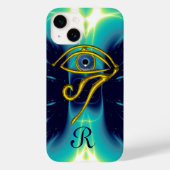 BLAU TALISMAN MONOGRAMM Aquamarin, Turquase weiß Case-Mate iPhone Hülle (Rückseite)