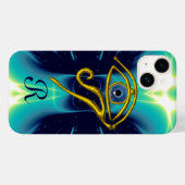 BLAU TALISMAN MONOGRAMM Aquamarin, Turquase weiß Case-Mate iPhone Hülle (Rückseite (Horizontal))