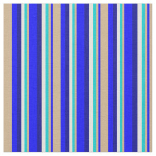 Blau, Tan, Dunkeltürkis, hellgelb, dunkelblau Stoff