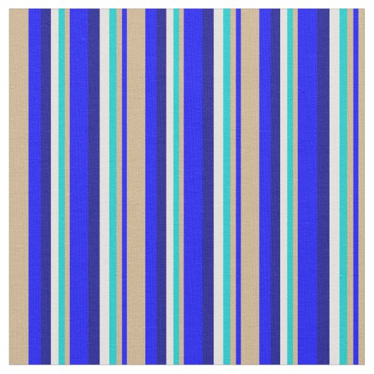 Blau, Tan, Dunkeltürkis, hellgelb, dunkelblau Stoff (Nahaufnahme)