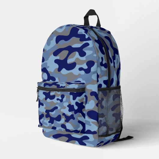 Blau-Tarnmuster Bedruckter Rucksack (Rückseitige Ecke Rechts)