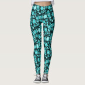 blau-teal-blumenmuster stilvoll chic leggings (Vorderseite)