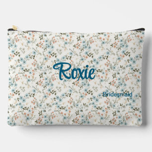 Blau + Terra Cotta Romantisches Brautparty Zubehörtasche