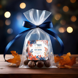 Blau | Terracotta Oh Boy Fall Floral Baby Dusche Quadratischer Aufkleber