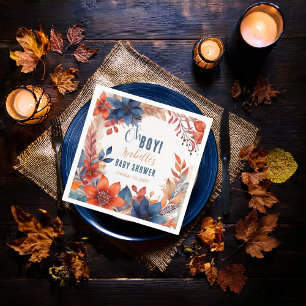 Blau Terracotta Oh Boy Fall Floral Baby Dusche Serviette