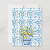 Blau-Tile-Detaileinteilung im mediterranen Stil Mitteilungskarte (Rückseite)