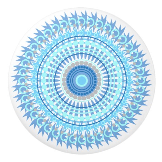 Blau tont Mandala-Griff Keramikknauf (Vorderseite)