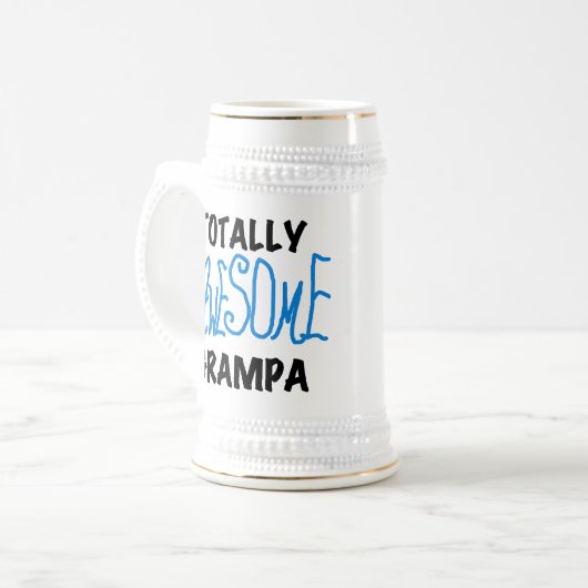 Blau total fantastische Grampa T - Shirts und Bierglas (Vorderseite Links)