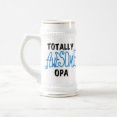 Blau total fantastische Opa T - Shirts und Bierglas (Links)