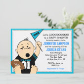 Blau trägt Heckklappen-Babyparty-Einladungen zur Einladung (Stehend Vorderseite)