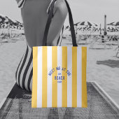 Blau trifft mich am Strand gelben Cabana Streifen Tasche