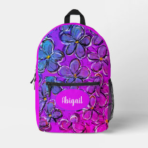 Blau-tropische Blume in Pink Bedruckter Rucksack