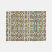 Blau Türkis Aquamarin Orange Brown Tribal Muster Fleecedecke (Vorderseite (Horizontal))